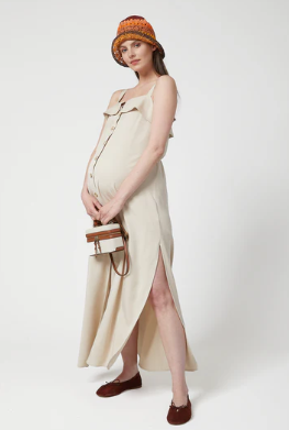 Keira Exclusive Shirt Maternity Dress Beige